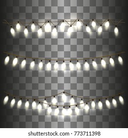 Christmas light garland on a transparent background. Vector