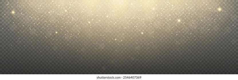 Navidades ligeras. Efecto de brillo dorado. Bokeh suave y polvo mágico. Decoración brillante. Partículas brillantes y brillantes. Chispas doradas con efecto de superposición. Ilustración vectorial.