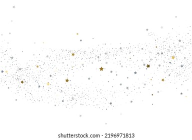 Christmas light gold and light silver glitter confetti background. White festive texture. Vector digital paper