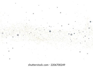 Christmas light gold and light silver glitter confetti background. White festive texture. Vector digital paper