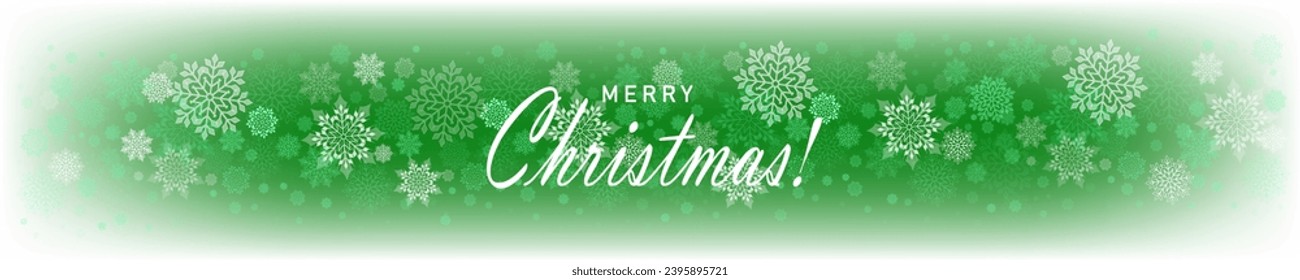 Christmas light green composition with a set of white graceful snowflakes