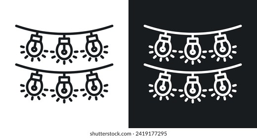 Christmas Light Icon Designed in a Line Style on White Background.