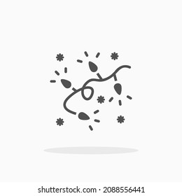 Icono de la luz de Navidad. Estilo sólido o glifo. Ilustración vectorial. Disfruta de este icono para tu proyecto.