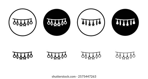 Christmas light icon Thin line art collection