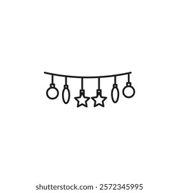 Christmas light icon Vector flat thin line illustration
