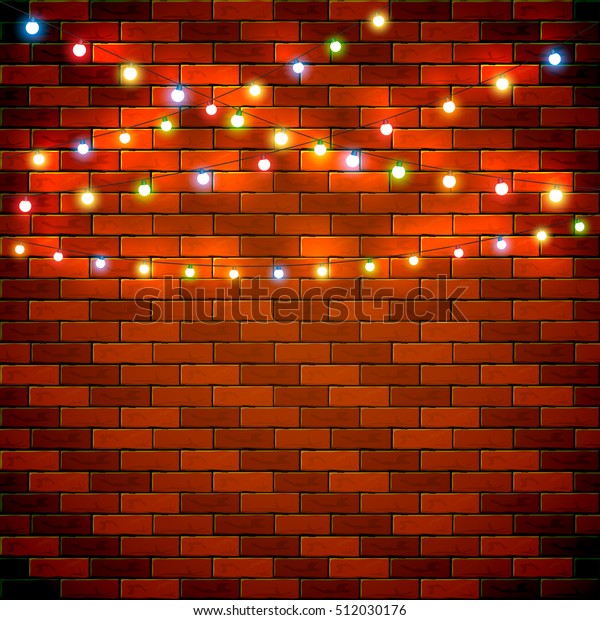 Christmas Light On Brick Wall Background Stock Vector (Royalty Free