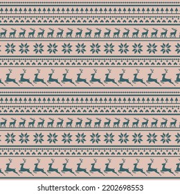 Christmas light panoramic background with drawings of deer and patterns of the holiday - Vector illustration