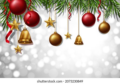 Christmas light silver bokeh background illustration