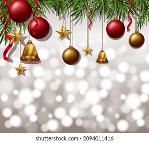 Christmas light silver bokeh background illustration