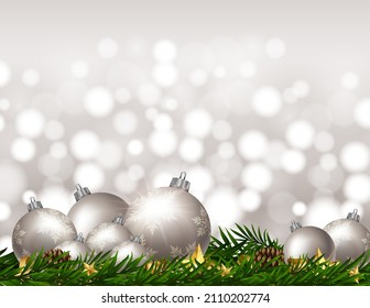 ilustración de fondo del bokek de plata de la luz de Navidad