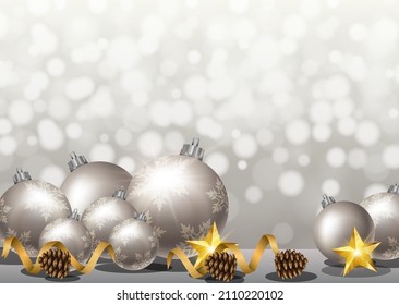 Christmas light silver bokeh background illustration