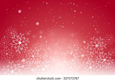 Christmas light and snowflake on red vector background, for Card or invitation. 

