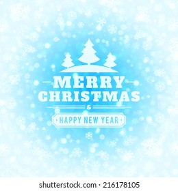 Weihnachtslicht und Schneeflocken, Vektorhintergrund. Grußkartendesign oder Einladung und Urlaubswünsche.  