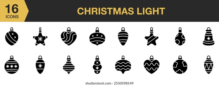 Christmas Light solid icon set. Solid icons vector collection.