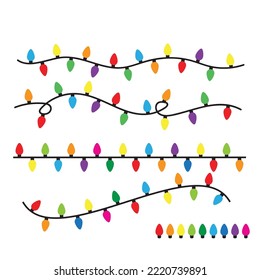 Christmas light string vector cartoon illustration