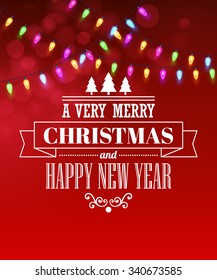 Christmas light tipography poster. Vector illustration EPS10
