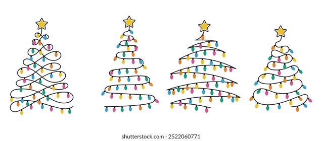 Christmas light tree, vector, colorfull christmas