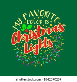 Christmas Light Typography Text TShirt Design
