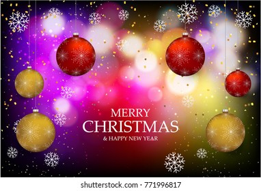 Christmas light vector background. Card or invitation