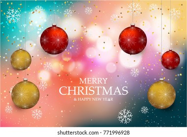 Christmas light vector background. Card or invitation