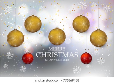 Christmas light vector background. Card or invitation.