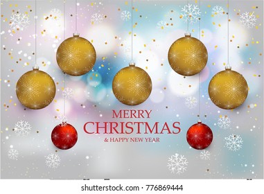 Christmas light vector background. Card or invitation.