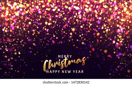 Christmas light vector background. Happy Hew 2020 Year. Sparkling magical dust particles. Xmas card. Vector Illustration. Magic concept. 