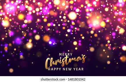 Christmas light vector background. Happy Hew 2020 Year. Sparkling magical dust particles. Xmas card. Vector Illustration. Magic concept. 