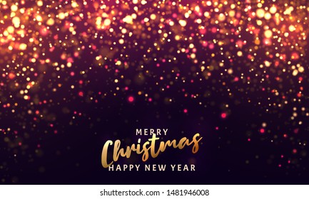 Christmas light vector background. Happy Hew 2020 Year. Sparkling magical dust particles. Xmas card. Vector Illustration. Magic concept. 