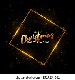 Christmas light vector background. Happy Hew 2020 Year. Vector golden frame with lights effects. Abstract defocused circular party magic christmas lights. 