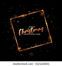 Christmas light vector background. Happy Hew 2020 Year. Vector golden frame with lights effects. Abstract defocused circular party magic christmas lights. 