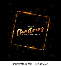 Christmas light vector background. Happy Hew 2020 Year. Vector golden frame with lights effects. Abstract defocused circular party magic christmas lights. 