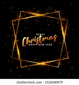 Christmas light vector background. Happy Hew 2020 Year. Vector golden frame with lights effects. Abstract defocused circular party magic christmas lights. 