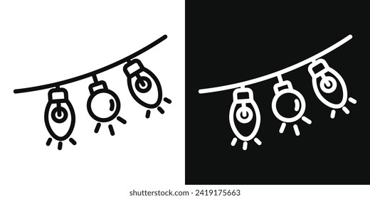 Christmas Light Vector Line Icon Illustration.