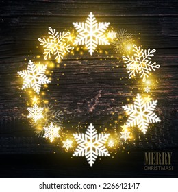 Christmas light wreath. Vector illustration 