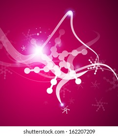 Christmas lightning abstraction - snowflakes and wave lines