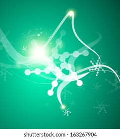 Christmas lightning abstraction - snowflakes and wave lines