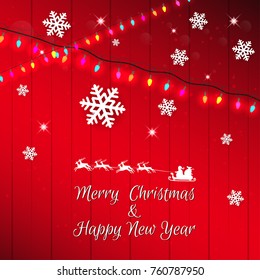 Christmas lights abstract background. Glowing light bulbs design.Vector