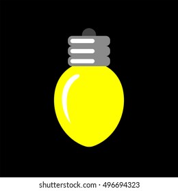 Christmas lights abstract flat style black and white vector icon, sign, symbol isolated on white background. Light bulb logo, badge, sticker. Simple minimalistic design element.