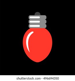 Christmas lights abstract flat style black and white vector icon, sign, symbol isolated on white background. Light bulb logo, badge, sticker. Simple minimalistic design element.