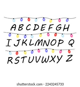 Weihnachtsleuchten mit Alphabet. Grönland. Vektorgrafik