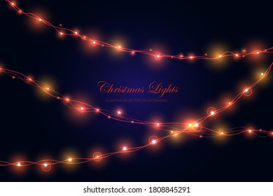 Christmas lights background. Abstract bokeh background. Christmas lights. Vector illustration