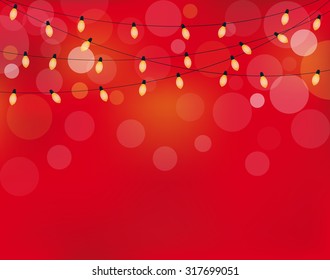 Christmas lights background with bulbs shining