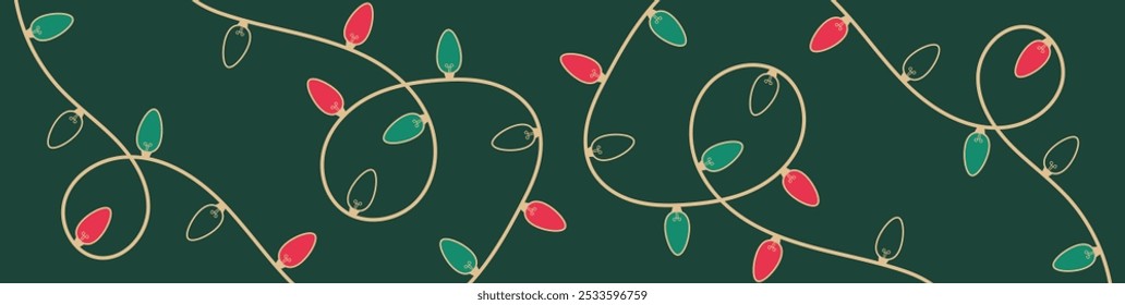 Navidades Luces de fondo. Ilustración vectorial de luces de Navidades doradas aisladas sobre fondo verde oscuro. Fondo colorido de las luces de la secuencia para la tarjeta de la Navidad, Anuncio, invitación del partido