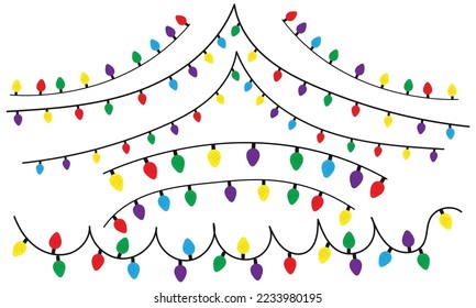 Fondo de las luces de Navidad. Cadena con bombillas de colores vectorial Decoración.
