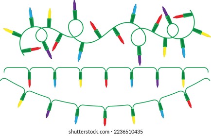 
Christmas lights background. 
String with colorful light bulbs vector Decoration.
