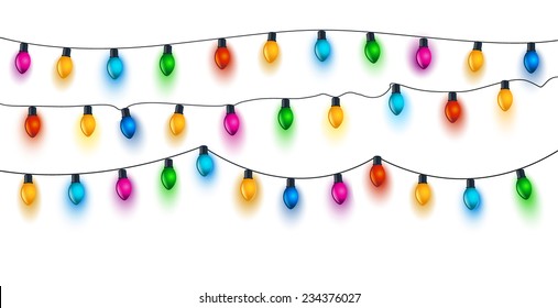 Christmas lights background. Vector 
