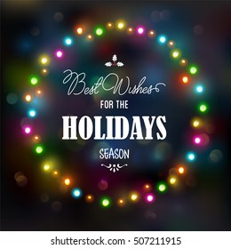 Christmas lights background. Vector
