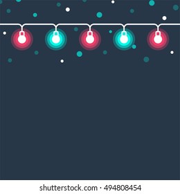 Christmas lights background. Vector illustration.