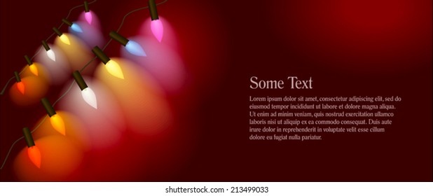 Christmas lights banner. Vector Illustration.